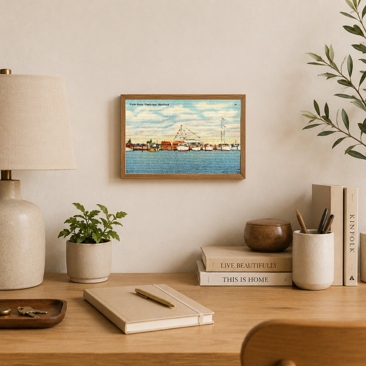 Yacht Basin, Cambridge, Maryland — Vintage Maryland Postcard