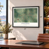 Jenkinsburg, Georgia map, 18 x 24 inch print in a black frame in a home office