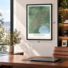 Pleasantville, New Jersey map, 18 x 24 inch print in a black frame in a home office