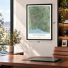 East Patchogue, New York map, 18 x 24 inch print in a black frame in a home office