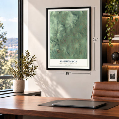 Washington, Berks County, Pennsylvania map, 18 x 24 inch print in a black frame in a home office