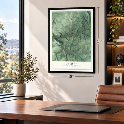 Croyle, Pennsylvania map, 18 x 24 inch print in a black frame in a home office