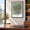 Lindenhurst, New York map, 18 x 24 inch print in a black frame in a home office