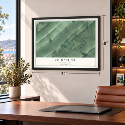 Cold Spring, Pennsylvania map, 18 x 24 inch print in a black frame in a home office