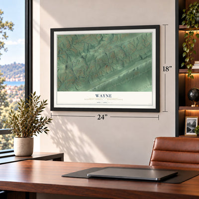 Wayne, Dauphin County, Pennsylvania map, 18 x 24 inch print in a black frame in a home office