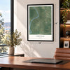 Caryville, Florida map, 18 x 24 inch print in a black frame in a home office