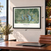 Polk City, Florida map, 18 x 24 inch print in a black frame in a home office