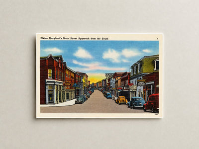 Elkton Maryland's Main Street approach from the South — Vintage Maryland Postcard