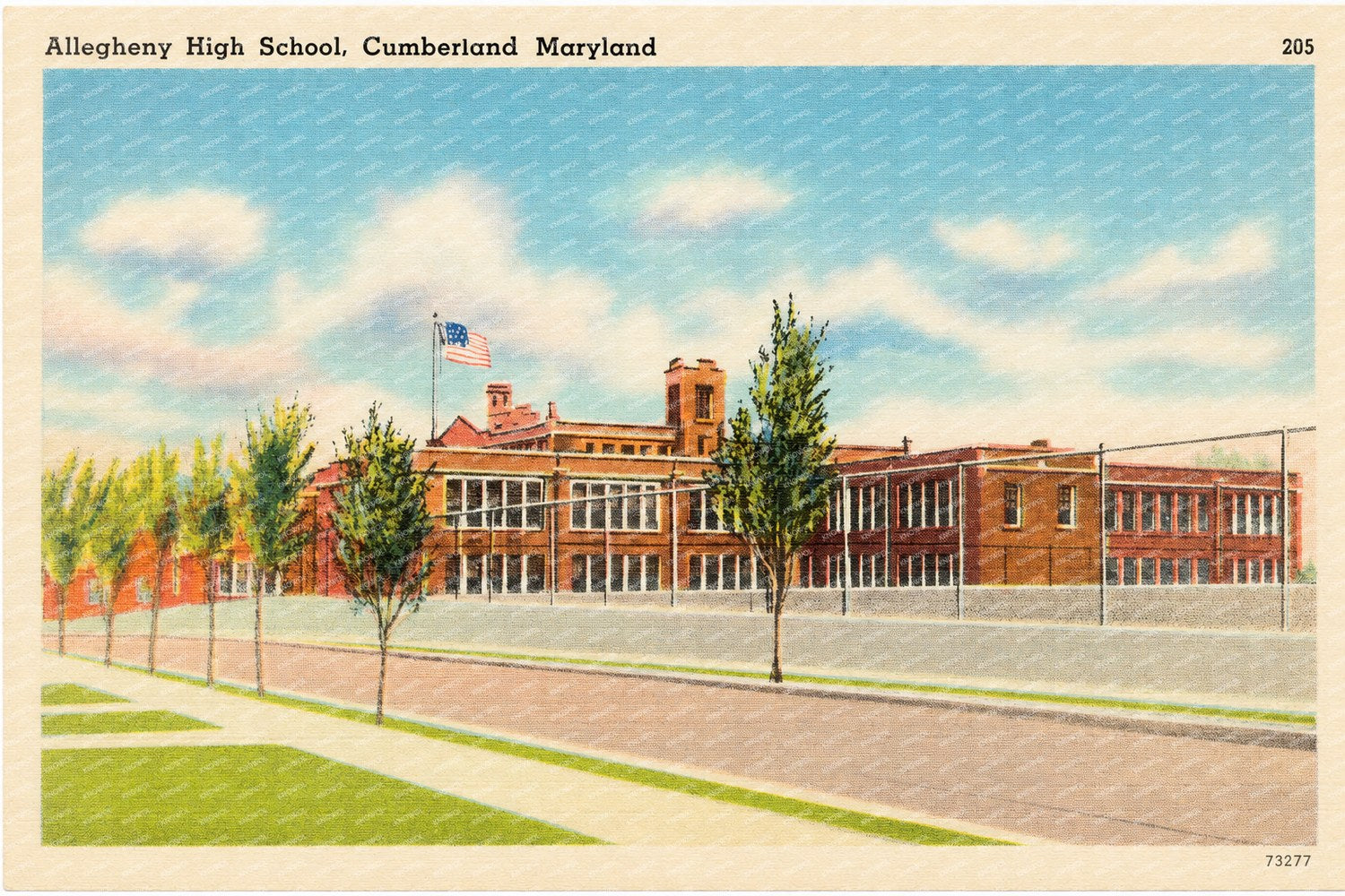 Allegheny High School, Cumberland, Maryland — Vintage Maryland Postcard