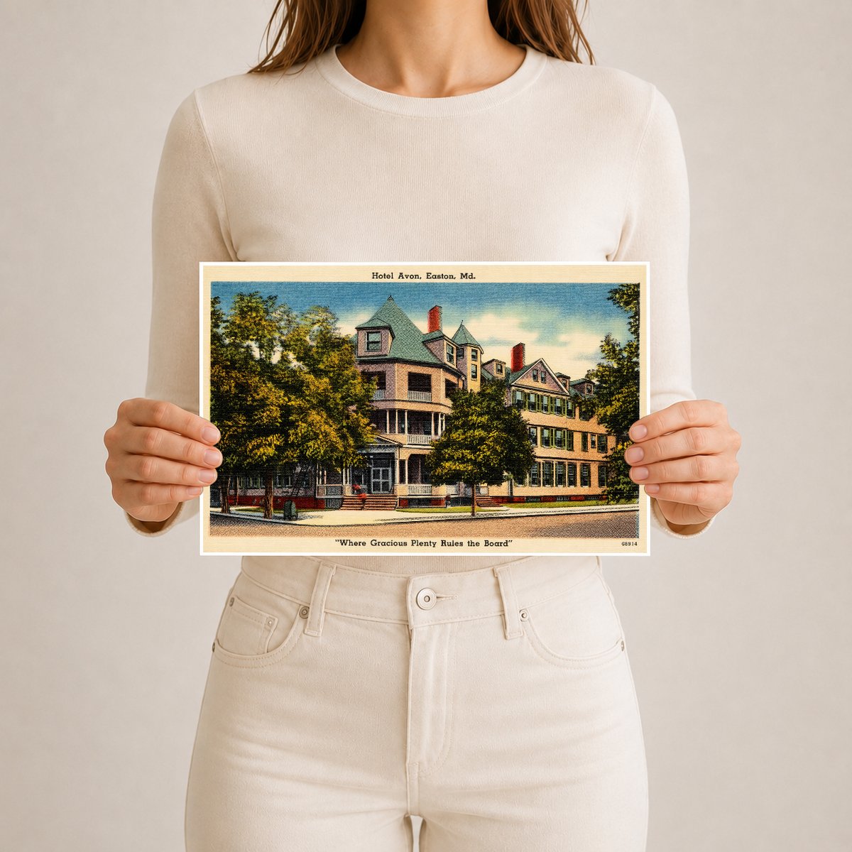 Hotel Avon, Easton, MD, "Where Gracious Plenty Rules the Board" — Vintage Maryland Postcard