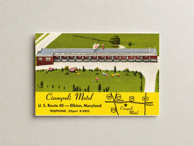Ciampoli Motel, U. S. Route 40 -- Elkton, Maryland — Vintage Maryland Postcard