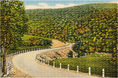 Road heading toward mountains — Vintage Maryland Postcard