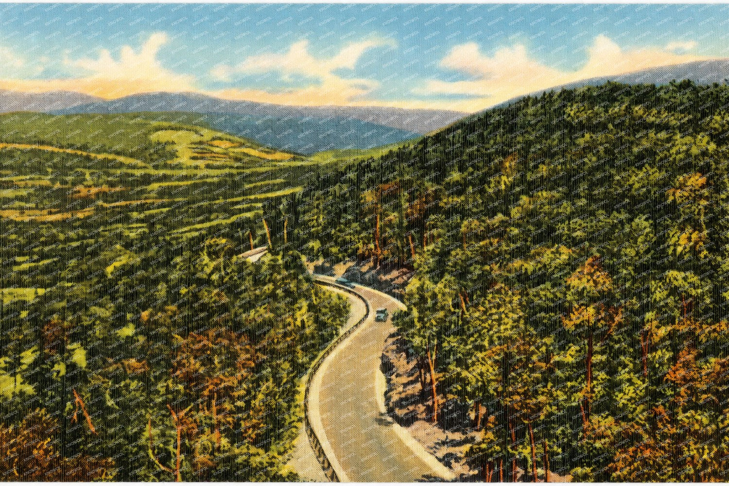 Road winding through mountains — Vintage Maryland Postcard