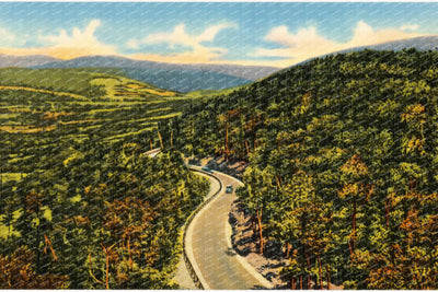 Road winding through mountains — Vintage Maryland Postcard