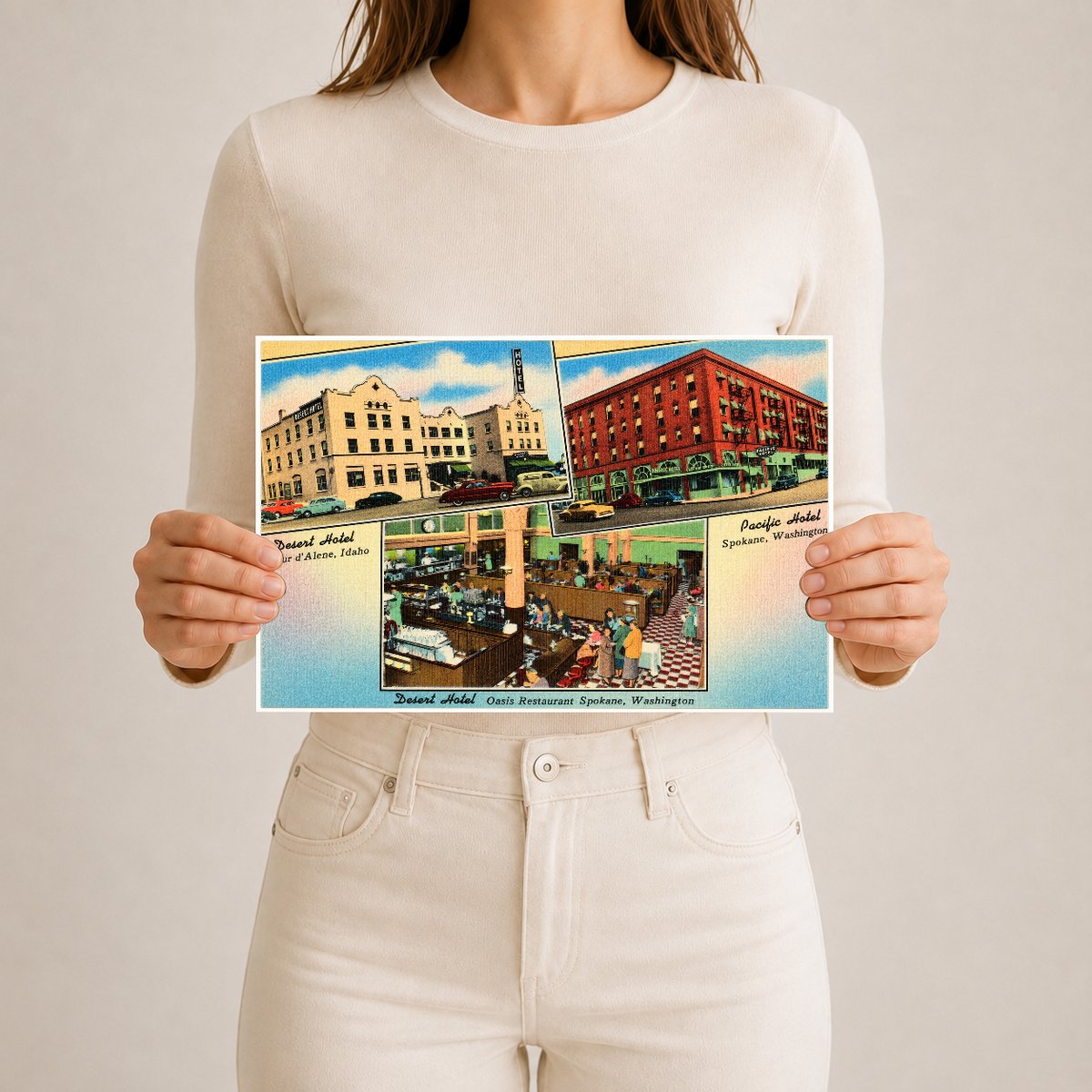 Coeur d'Alene, WA: Desert Hotel, Coeur d'Alene, Idaho. Pacific Hotel, Spokane, Washington. Desert Hotel, Oasis Restaurant, Spokane