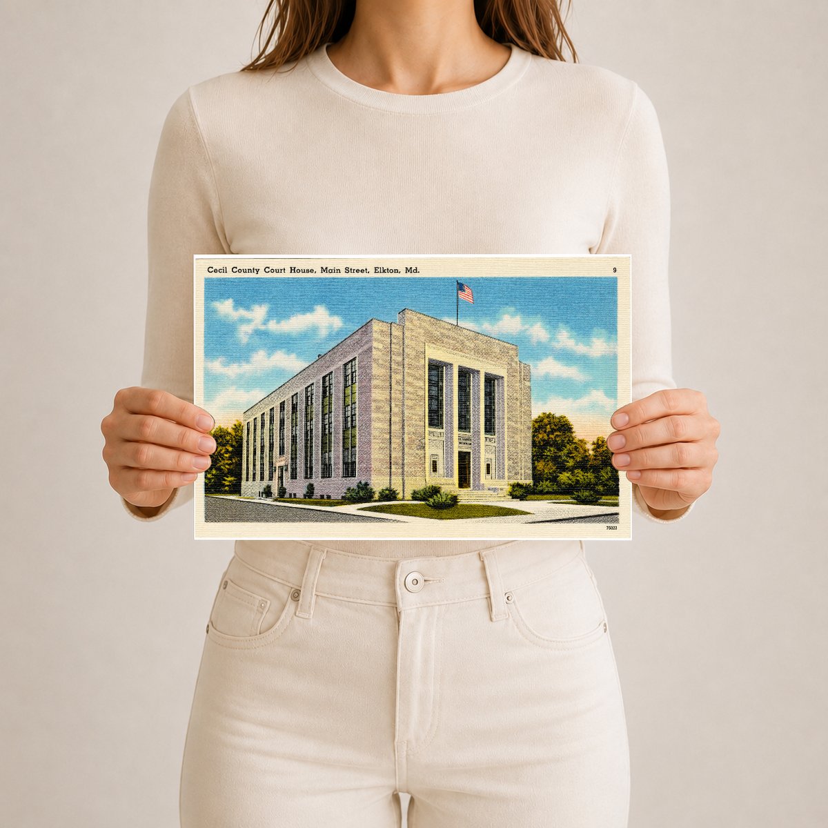 Cecil County Court House, Main Street, Elkton, MD — Vintage Maryland Postcard