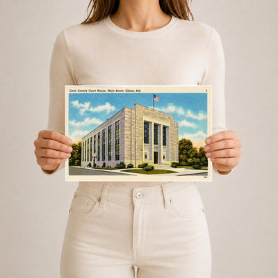Cecil County Court House, Main Street, Elkton, MD — Vintage Maryland Postcard