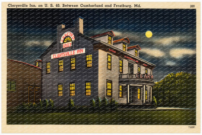 Clarysville Inn, on U. S. 40, between Cumberland and Frostburg, MD — Vintage Maryland Postcard