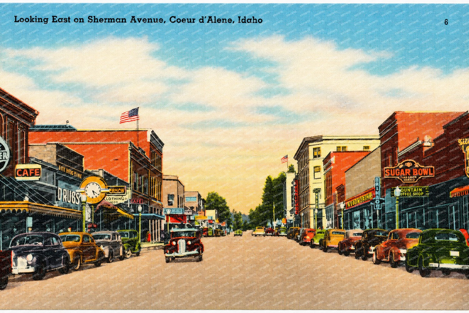 Coeur d'Alene, ID: Looking east on Sherman Avenue