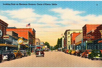 Coeur d'Alene, ID: Looking east on Sherman Avenue