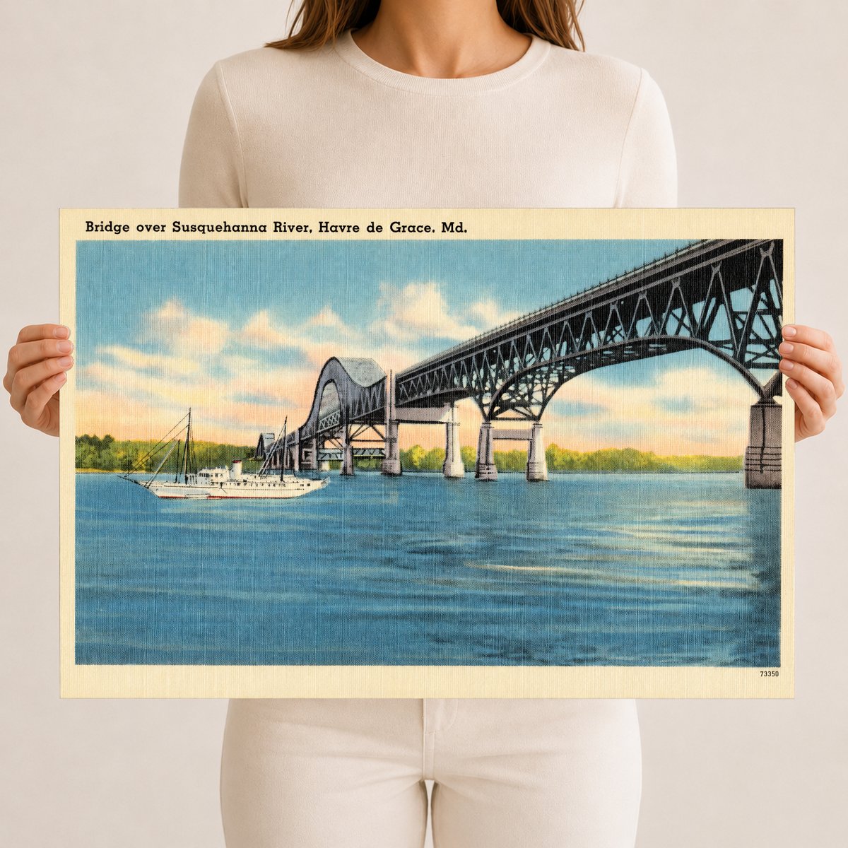Bridge over Susquehanna River, Havre de Grace, MD — Vintage Maryland Postcard