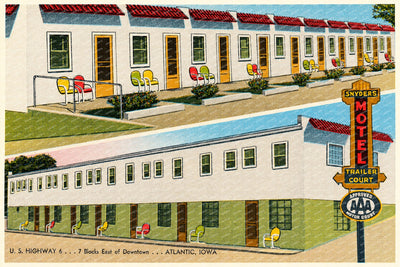 Atlantic, IA: Snyder's Motel, U. S. Highway 6... 7 blocks east of downtown... Atlantic
