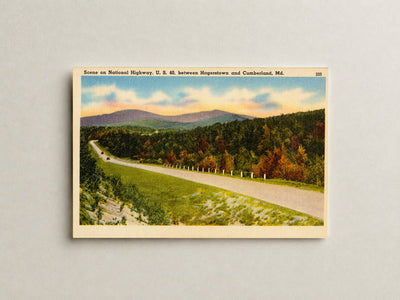 Scene on National Highway, U. S. 40, between Hagerstown and Cumberland, MD — Vintage Maryland Postcard