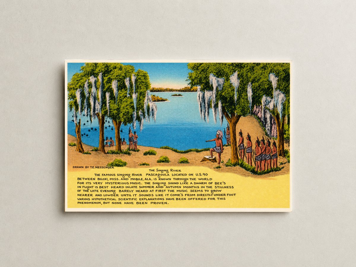 Gautier, MS: The Singing River, the famous Singing River, Pascagoula located on U. S. 90 between Biloxi, Miss. and Mobile, Ala. is known through the world for its very mysterious music.