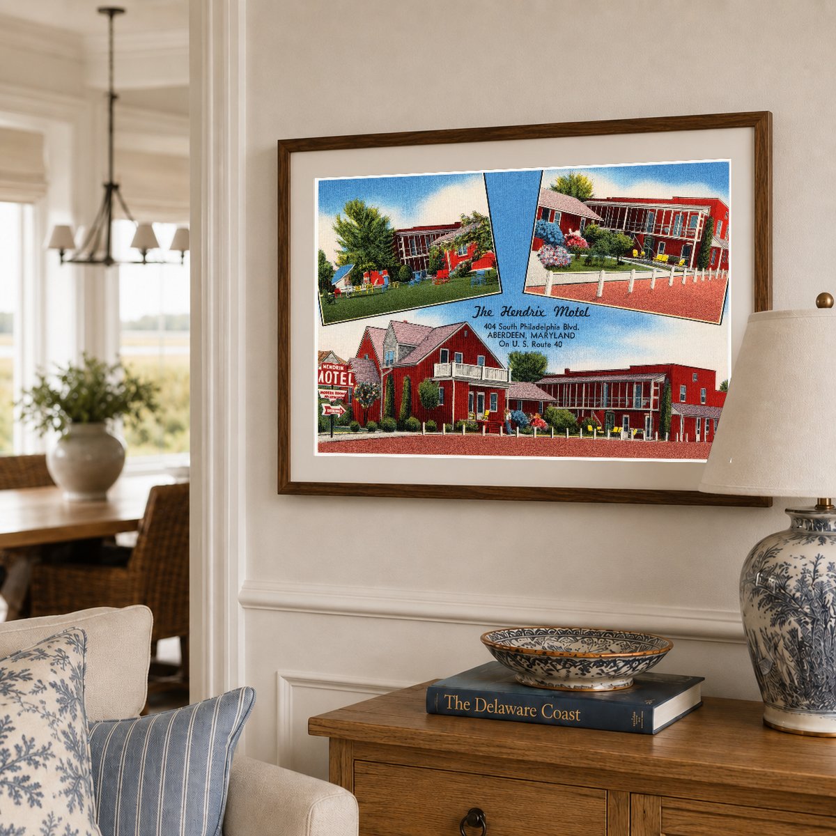 The Hendrix Motel, 404 South Philadelphia Blvd., Aberdeen, Maryland on U. S. Route 40 — Vintage Maryland Postcard