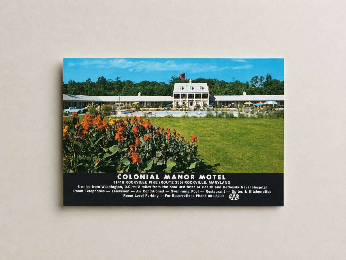 Colonial Manor Motel, 11410 Rockville Pike (Route 355) Rockville, Maryland — Vintage Maryland Postcard