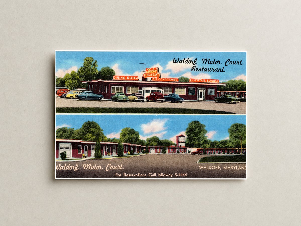 Waldorf Motor Court Restaurant, Waldorf Motor Court, Waldorf, Maryland — Vintage Maryland Postcard