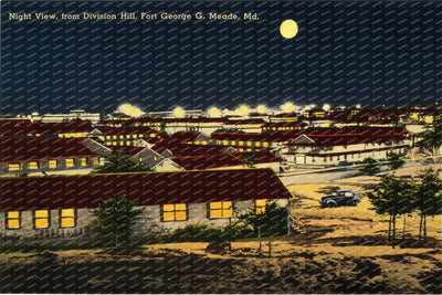 Night view, from Division Hill, Fort George G. Meade, MD — Vintage Maryland Postcard