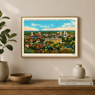 Birmingham, AL: View of Birmingham from Red Mountain with Ramsey High School in foreground