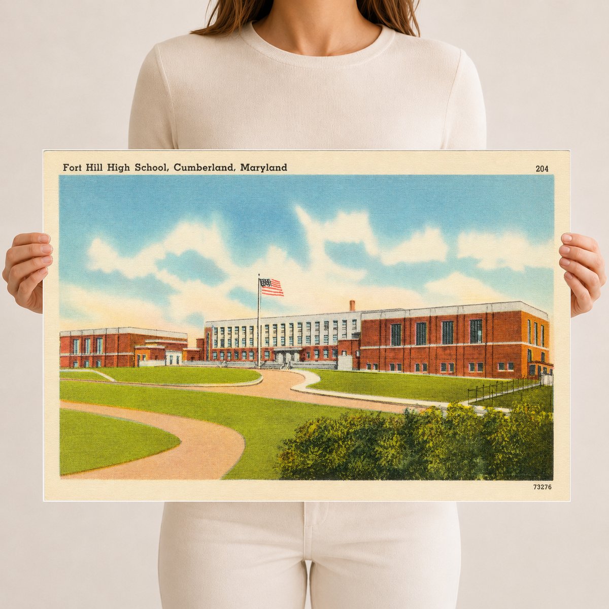 Fort Hill High School, Cumberland, Maryland — Vintage Maryland Postcard