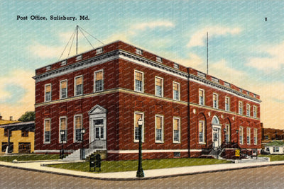 Post office, Salisbury, MD — Vintage Maryland Postcard