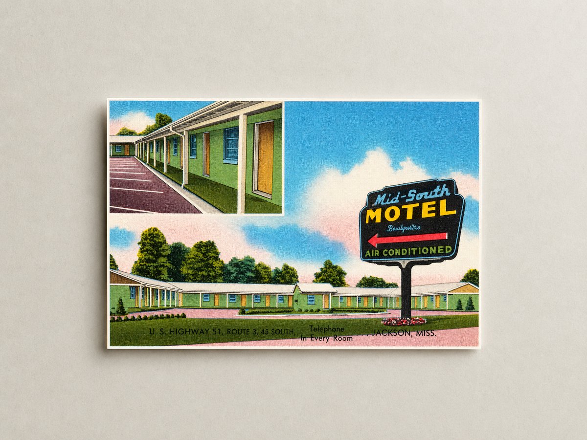 Jackson, MS: Mid-South Motel, U.S. Highways 80 E. & 49 South... telephone in every room... Jackson