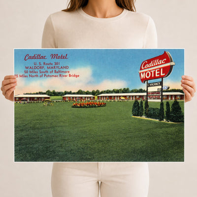Cadillac Motel, U. S. Route 301, Waldorf, Maryland — Vintage Maryland Postcard