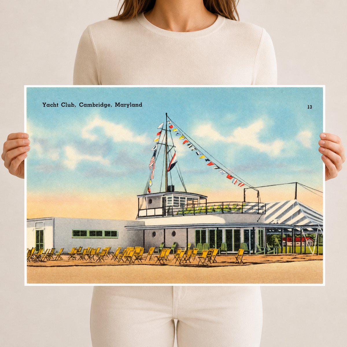 Yacht Club, Cambridge, Maryland — Vintage Maryland Postcard