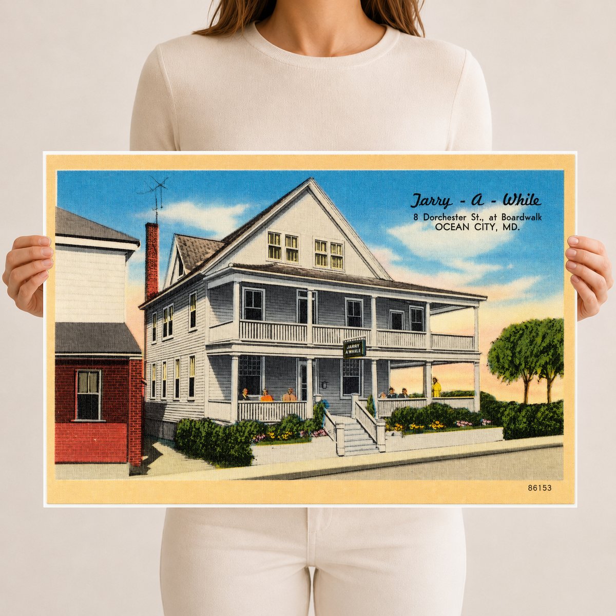 Tarry-a-While, 8 Dorchester St., at Boardwalk, Ocean City, MD — Vintage Maryland Postcard