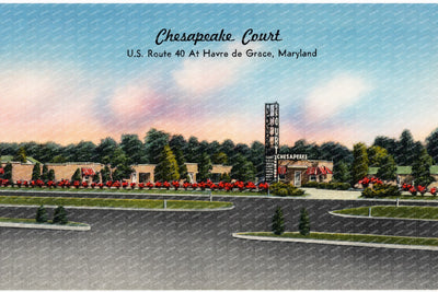 Chesapeake Court, U. S. Route 40 at Havre de Grace, Maryland — Vintage Maryland Postcard