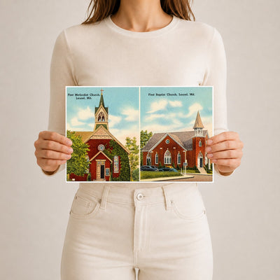 First Methodist Church, Laurel, MD — Vintage Maryland Postcard