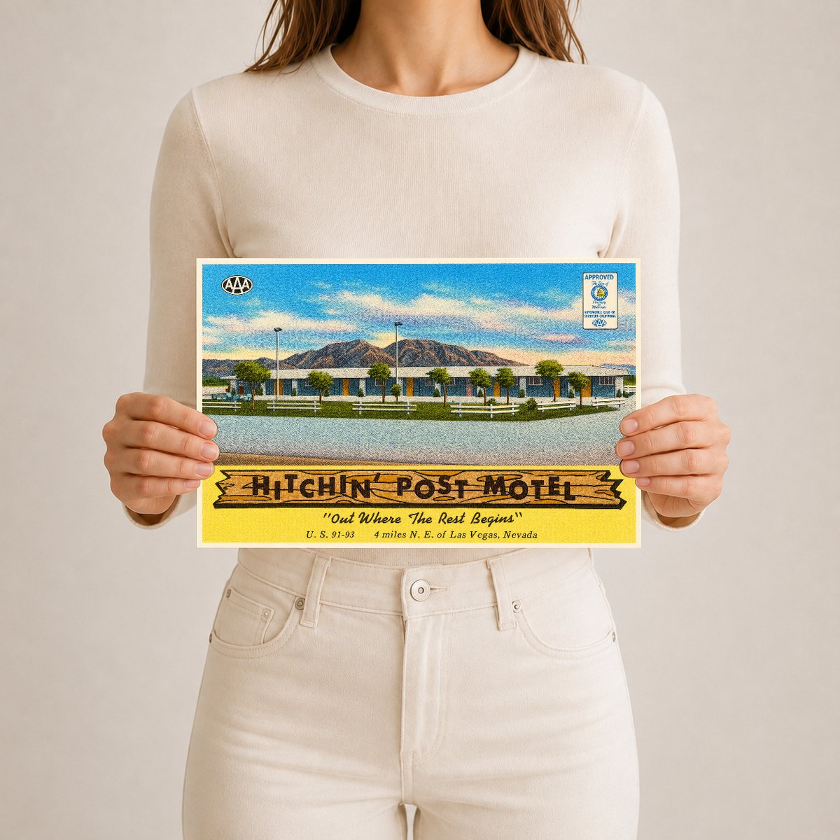 Las Vegas, NV: Hitchin' Post Motel, "Out where the best begins," U.S. 91 - 93, 4 miles N. E. of Las Vegas