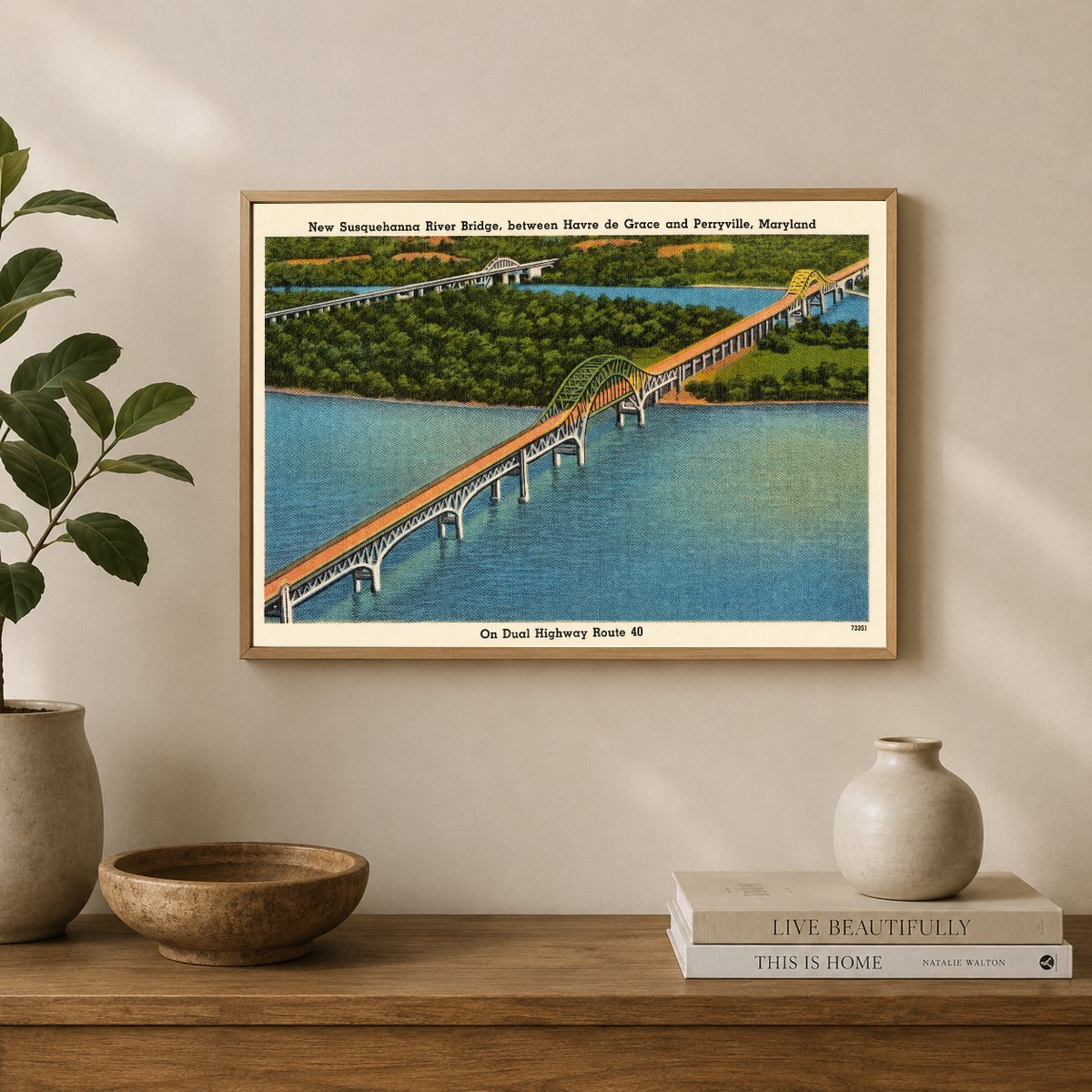 New Susquehanna River Bridge, between Havre de Grace and Perryville, Maryland — Vintage Maryland Postcard