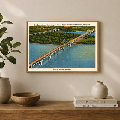 New Susquehanna River Bridge, between Havre de Grace and Perryville, Maryland — Vintage Maryland Postcard
