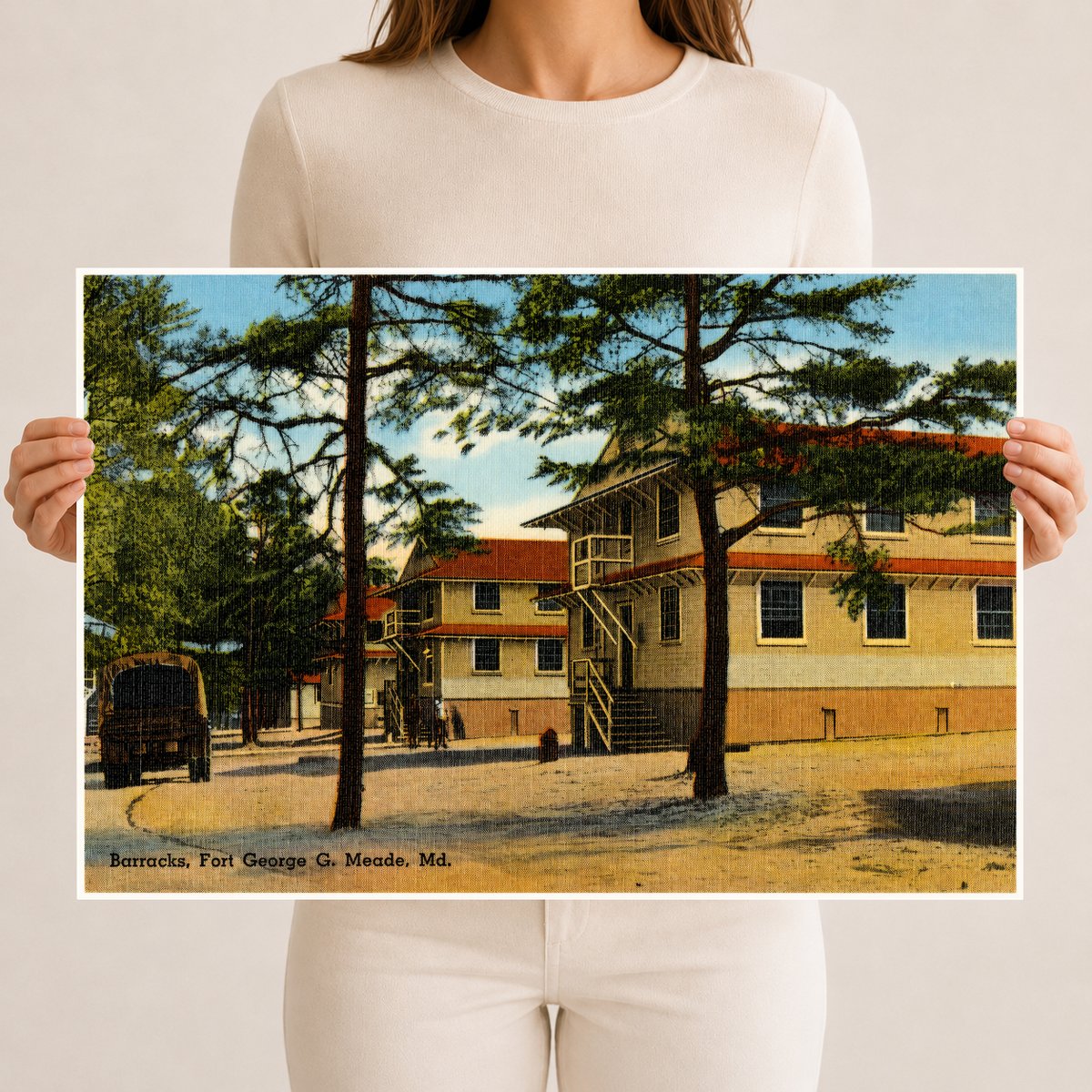 Barracks, Fort George G. Meade, MD — Vintage Maryland Postcard