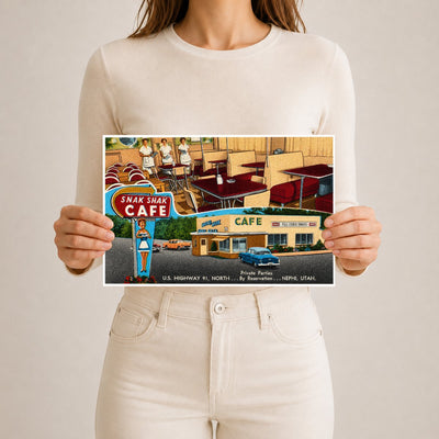 Nephi, UT: Snak Shak Café, U.S. Highway 91, north... Private parties by reservation... Nephi