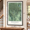 Mount Holly, Vermont map, 24 x 36 inch print in a black frame by a staircase
