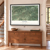 Centre, Perry County, Pennsylvania map, 24 x 36 inch print in a black frame above a dresser by a staircase