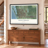 Bonita Springs, Florida map, 24 x 36 inch print in a black frame above a dresser by a staircase