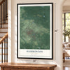 Hammonton, New Jersey map, 24 x 36 inch print in a black frame by a staircase